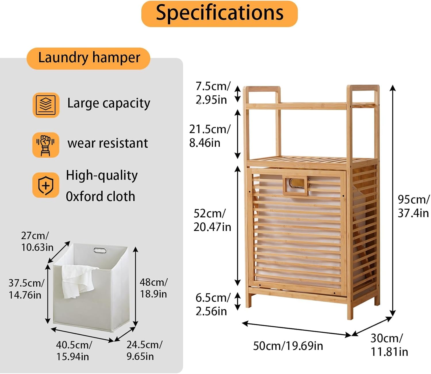 Laundry Hamper with 2-Tier Shelves & Tilt Out Basket, Laundry Baskets Organizer Hampers Bathroom Storage Shelf for Laundry Room, Bathroom, Nursery, Bedroom, Guest Room, Closet (2 Tier - Large) - NestledHome