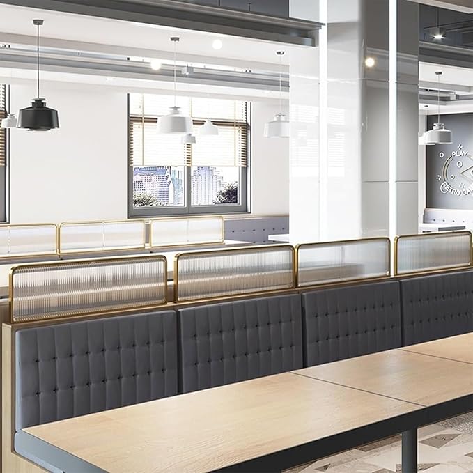 Countertop Low Fence Divide,Restaurant Decorative Partitions Grille,Dividers for Dining Areas,Office Furniture Partitions,Gold Stainless Steels Frame Tempered Glass Panel(47.24 * 11.8IN)