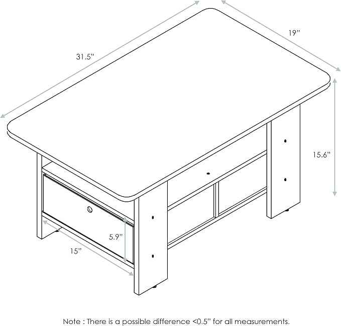 Furinno Coffee Table with Bins, Espresso/Brown