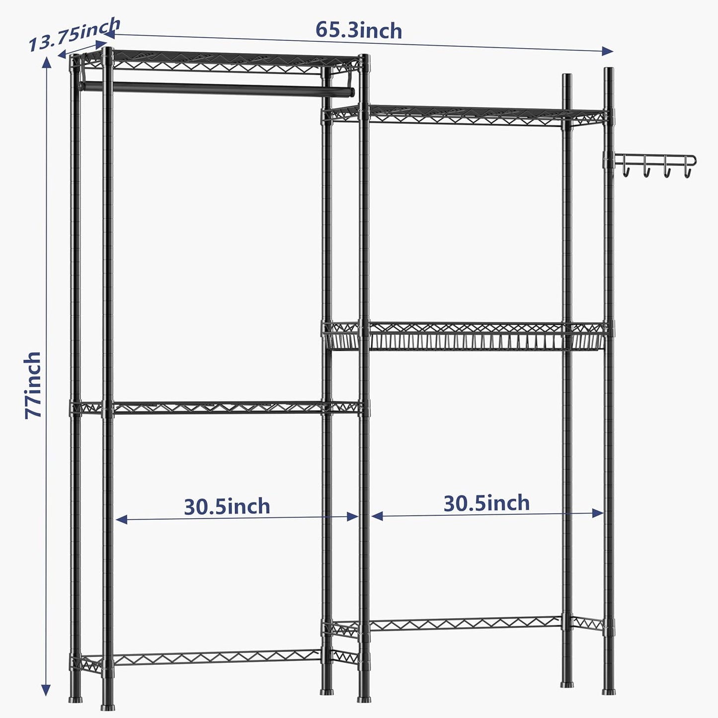 Over Washer and Dryer Shelves,Laundry Room Storage Organization Clothes Drying Rack,4 Tier Adjustable Height Wire Shelving with Wire Basket,Hanger Rod&Hook,Space Saving Shelf - NestledHome
