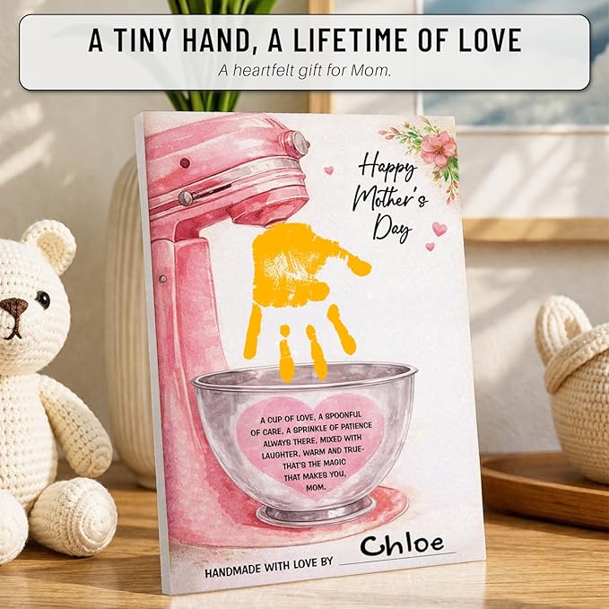 Mothers Day Crafts For Kids, Toddlers - First Mothers Day Gifts For Mom From Kids Arts And Crafts - Hand Frint Craft & Art Activity - DIY Handprint Gifts For Grandparents, Mom From Kid, Son, Daughter