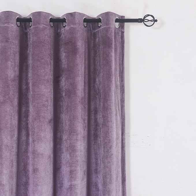 Cherry Home Super Soft Luxury Velvet Texture Curtains Lavender Flannel Blackout Curtains Panel Drapes Grommet 52Wx84L inch Purplish Pink,2 Panels