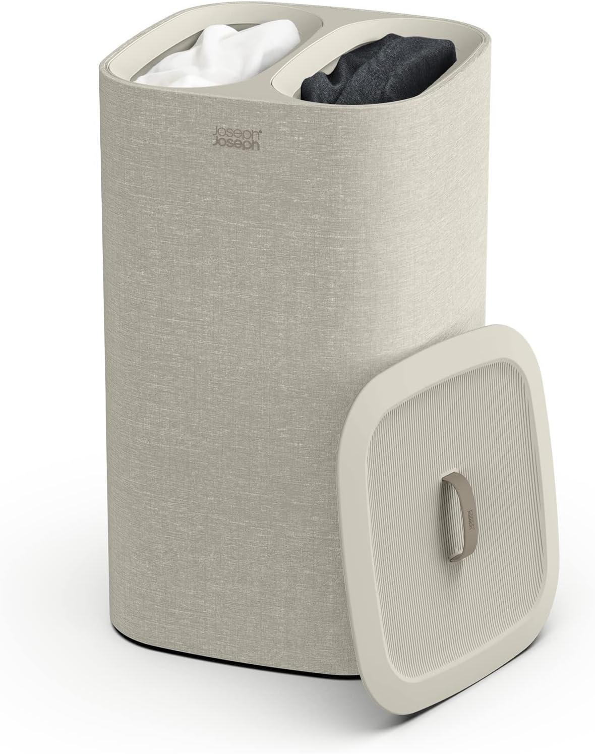 Joseph Joseph Tota 60 liter/15.8 gallon Laundry Hamper Separation Basket with lid, 2 Removable Washing Bags with Handles- Ecru - NestledHome