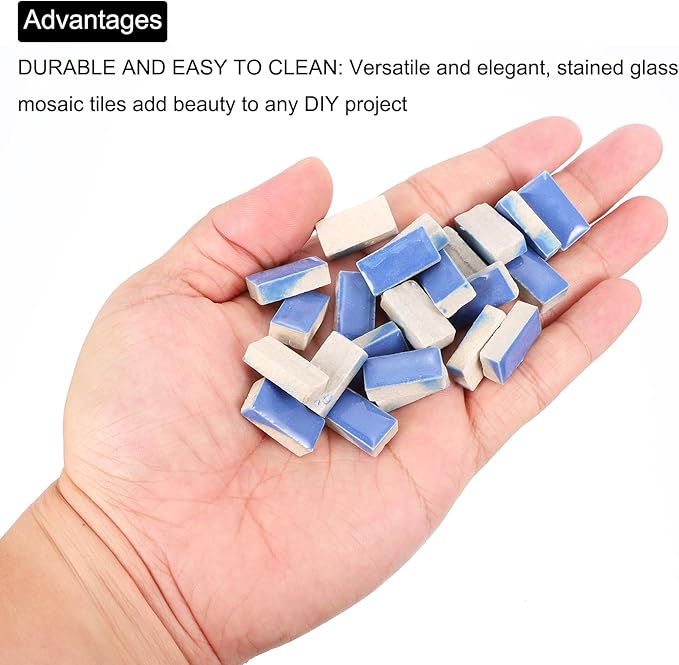 MECCANIXITY 200g Ceramic Mosaic Tiles for Crafts Bulk, Rectangle Blue Ceramic Tiles for Mosaic Kits Garden Stepping Stone Cup Mat