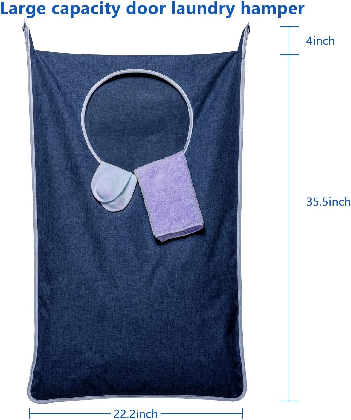 KEEPJOY Large Size 2Pack Hanging Laundry Hamper Bag, Door Hamper with 2 Hooks for Dirty Clothes - 35X21.6 inch - Blue (2Pack) - NestledHome