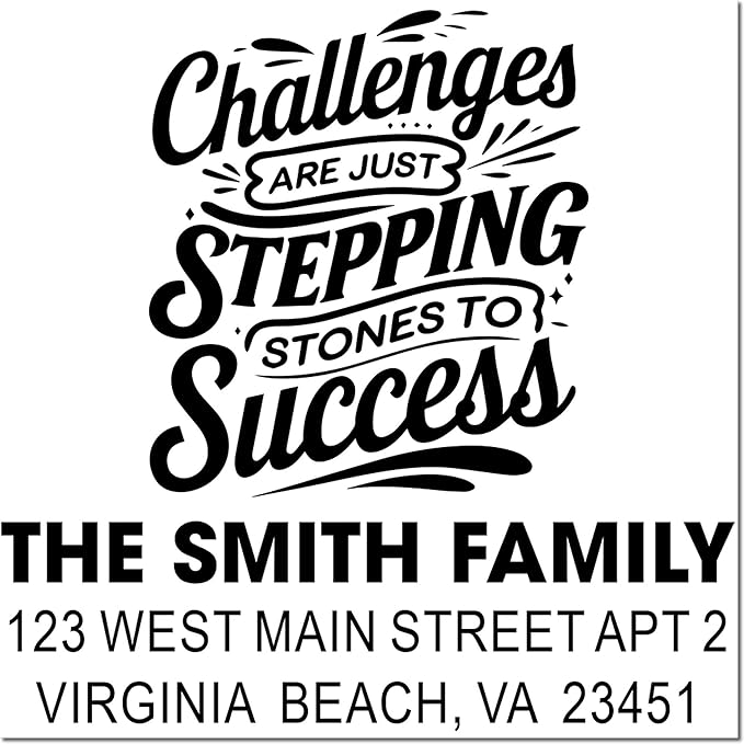 Success Stepping Stones Stepping Stones Rubber Stamp for Cards - Personalized Standard 1-5/8" Square Wood Handle, Line Crafters & Small Business Owners, Ideal DIY Projects, Gifts