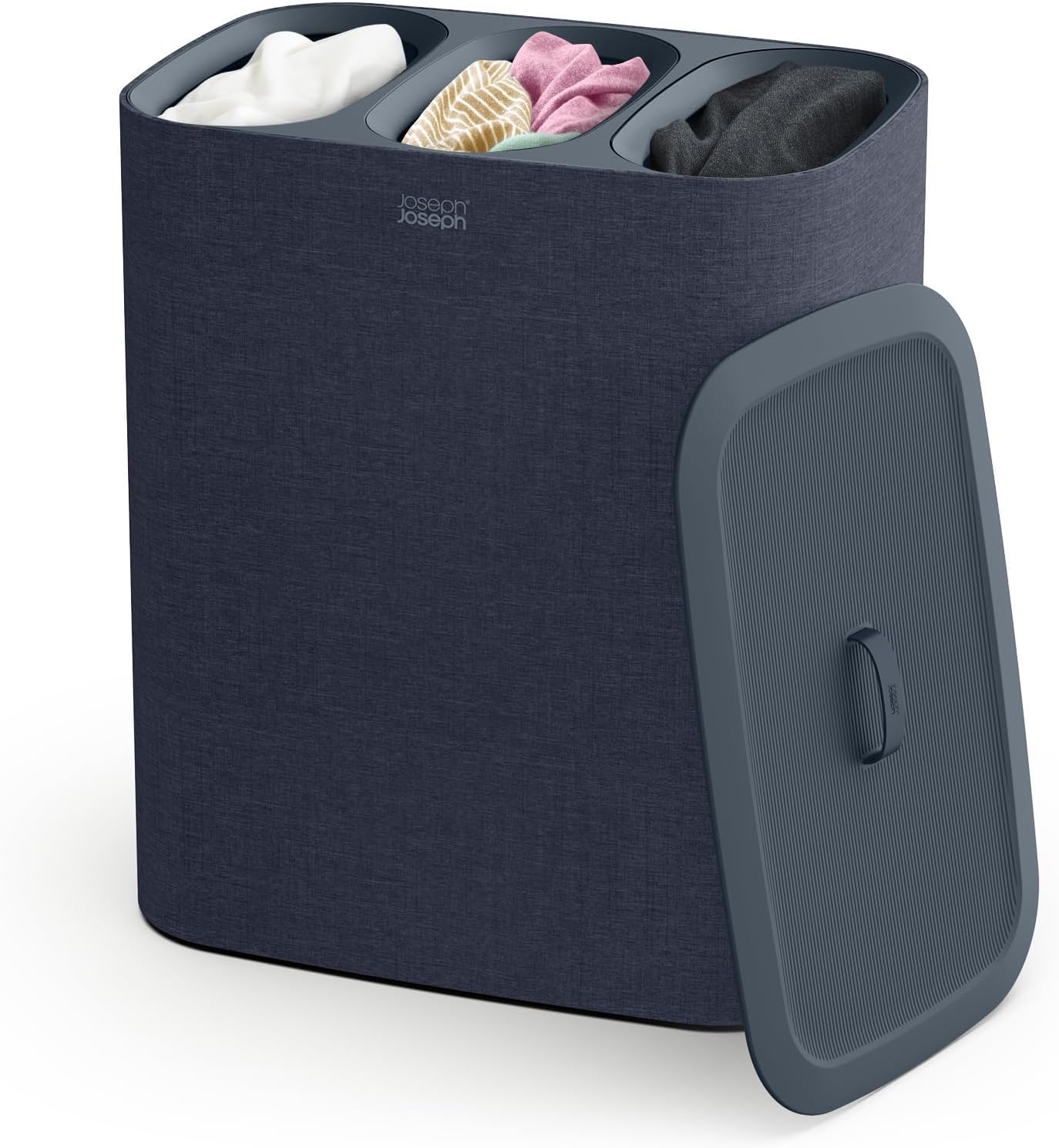 Joseph Joseph Tota Trio 90 liter/23.8 gallon Laundry Hamper Separation Basket with lid, 3 Removable Washing Bags with Handles- Black - NestledHome