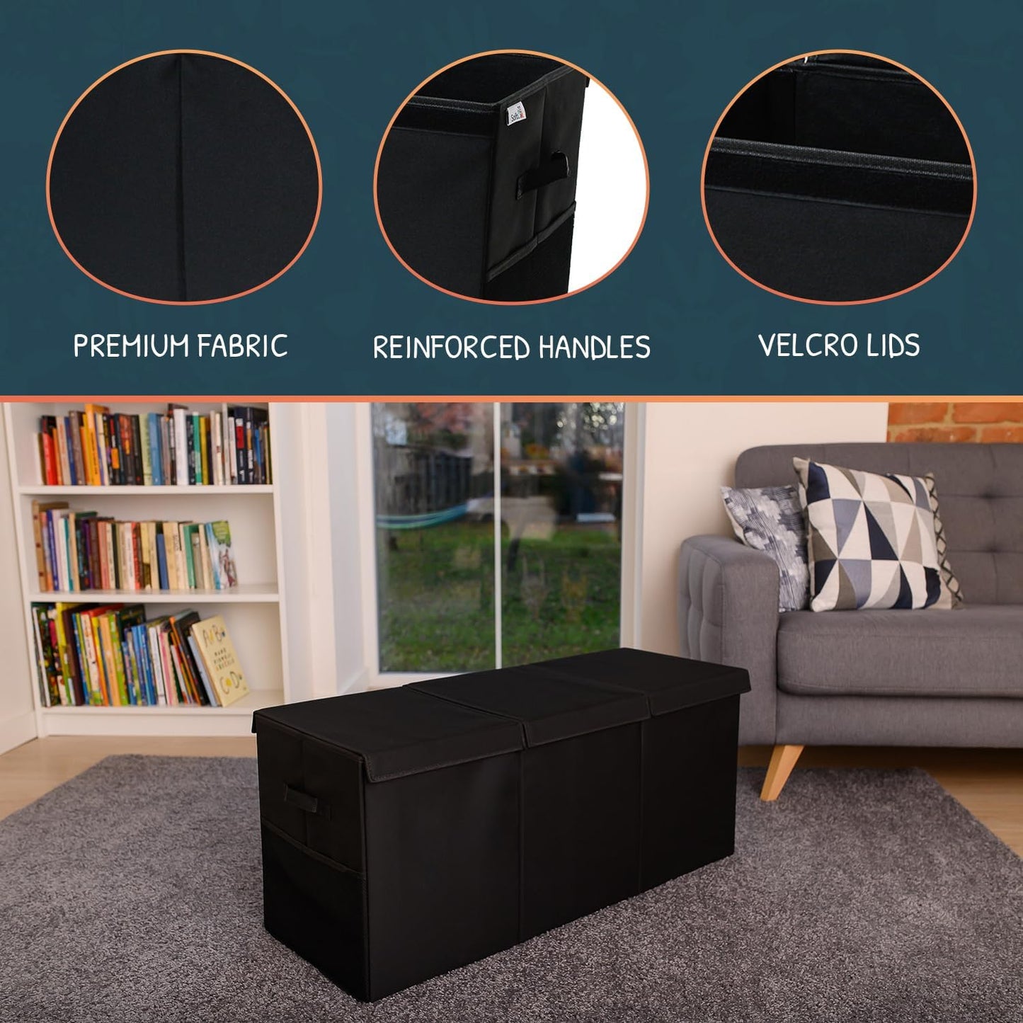 Extra Large Toy Storage Organizer with Lid - Sturdy, Collapsible Toy Chest Storage Box Design - Toys Bin with Dividers for Kids, Nursery, Bedroom, Playroom 37"x16"x14" - NestledHome