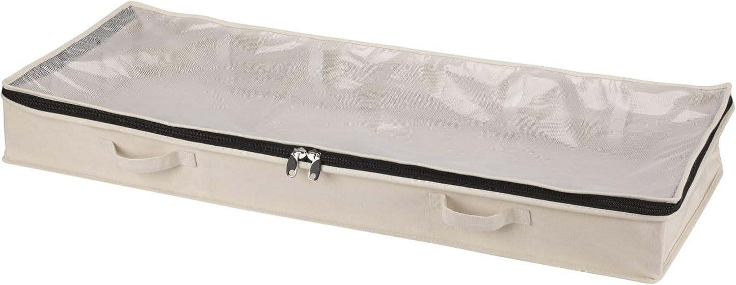 Household Essentials Cotton Canvas Under Bed Clothing and Linen Storage Bag | Natural - NestledHome