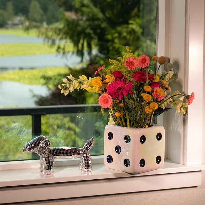 Disco Wiener Dog, Dachshund Decor, Maximalist Balloon Wiener Dog Statue, Aesthetic Disco Ball Home Decor