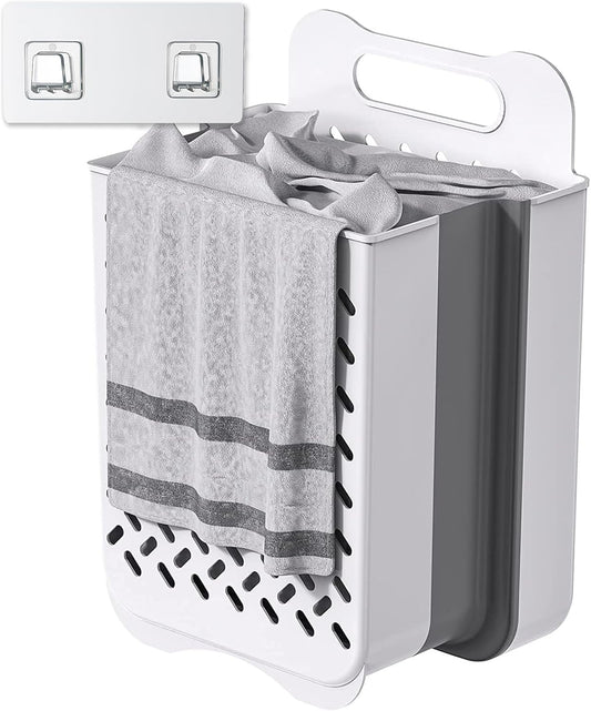 Plastic Foldable Laundry Basket with Handle, 42L Wall Mounted Laundry Hamper Freestanding Dirty Clothes Hamper, Collapsible Laundry Baskets Pop Up Hamper Storage Container for Snacks Dolls - NestledHome