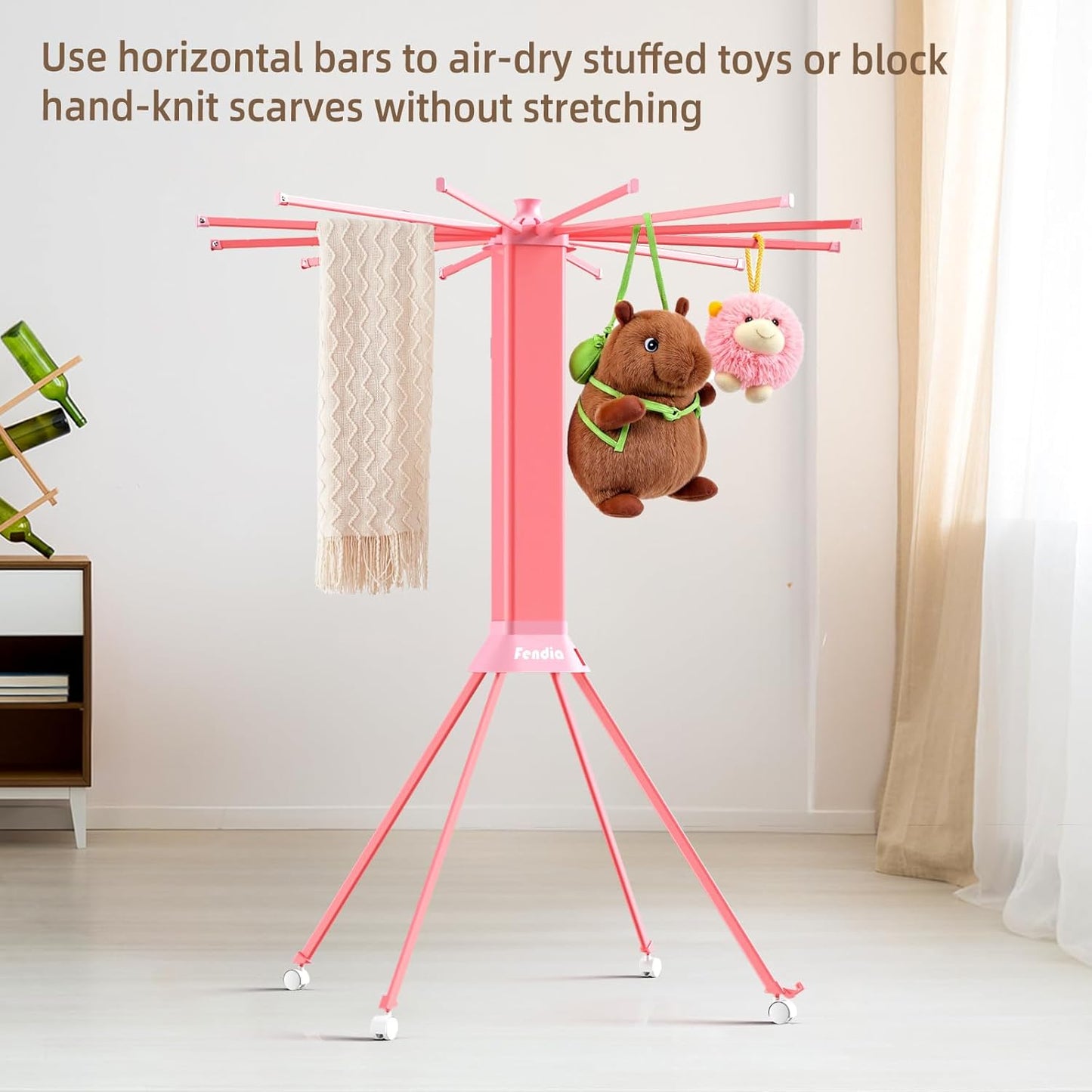Clothes Drying Rack Foldable & Collapsible Drying Racks with 4-Leg Octopus Design, Large Capacity Space Saving Indoor Drying Rack for Bedroom,Balcony,Laundry for Indoor/Outdoor Use（Pink） - NestledHome
