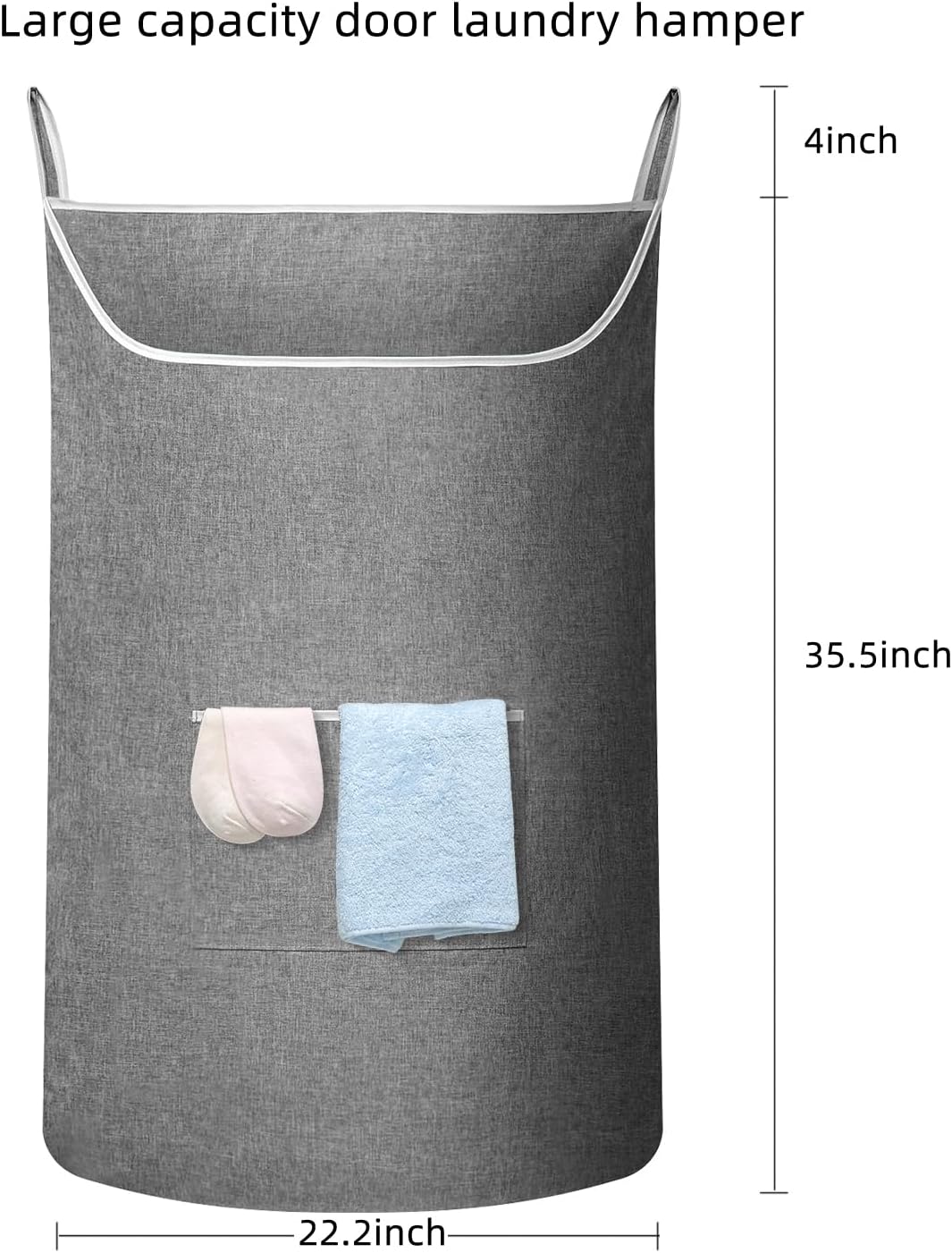 X-Large Door Hanging Hamper Bag,2 Pack Large Capacity Hanging Laundry Hamper Basket with Wide Opening Dirty Clothes Laundry Hamper Storage Bag Size 35X22inch(Grey-2Pack) - NestledHome