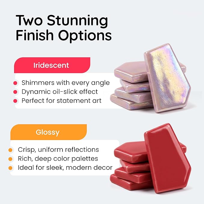 Irregular Glass Mosaic Tiles Bulk 500g Glossy and Iridescent Mosaic Glass Tiles for DIY Projects and Arts and Crafts Solid Colors and Mixes (Iridescent Orange)