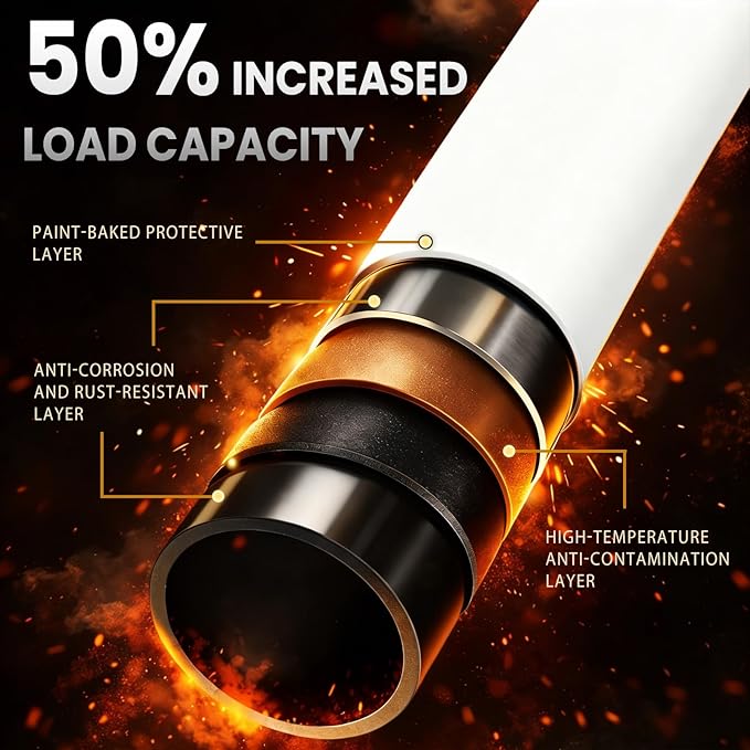 AJAZZ Room Divider Curtain Rod, No Drilling Room Separator for Space Partition Adjustable (H) 43-120×(W) 35-100 inch Heavy Duty Temporary Wall Divider Floor to Ceiling Tension Rod, White