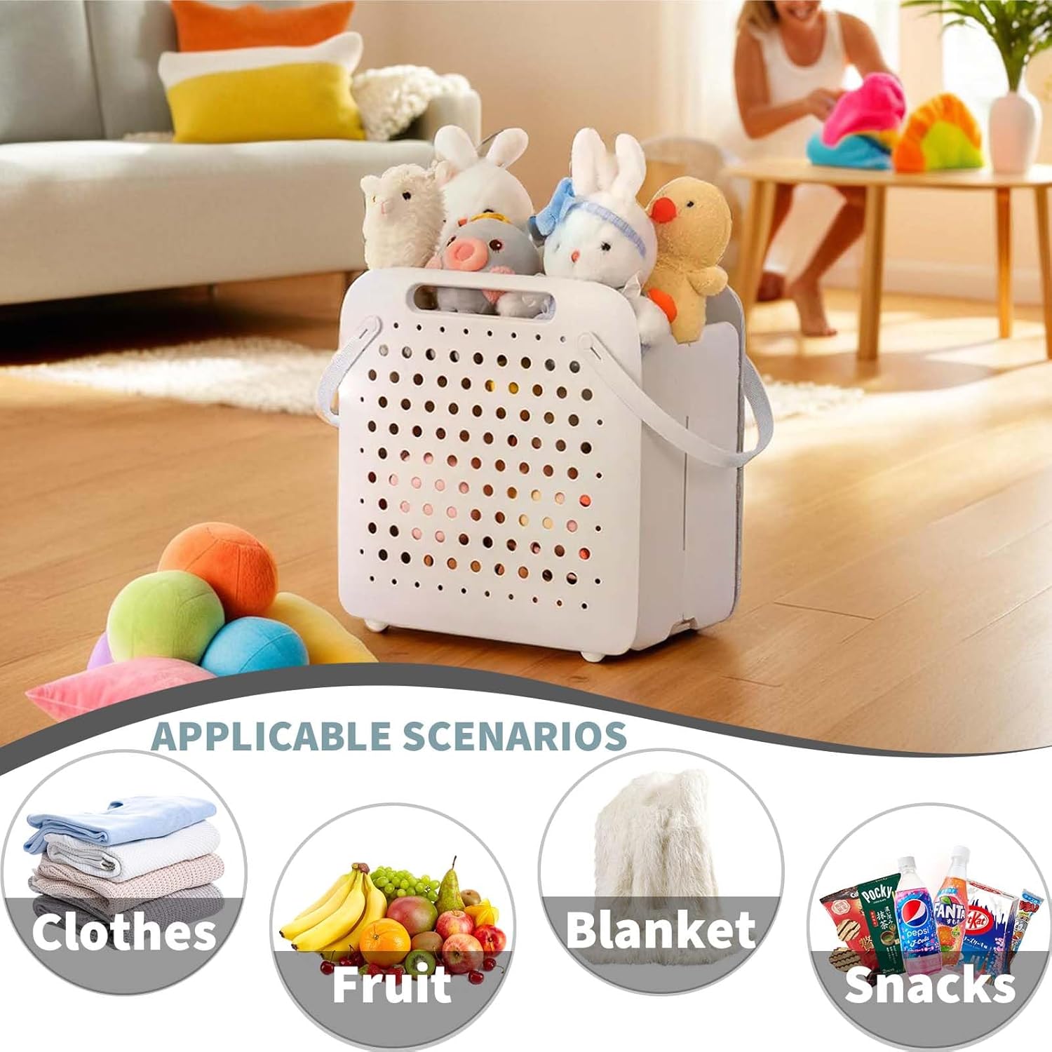 45L Foldable Laundry Basket, Plastic Collapsible Laundry Baskets with Handles, 12 Gallons Dirty Clothes Hamper for Dorm Laundry Room Organization, Freestanding Wall Hanging Laundry Hamper - NestledHome