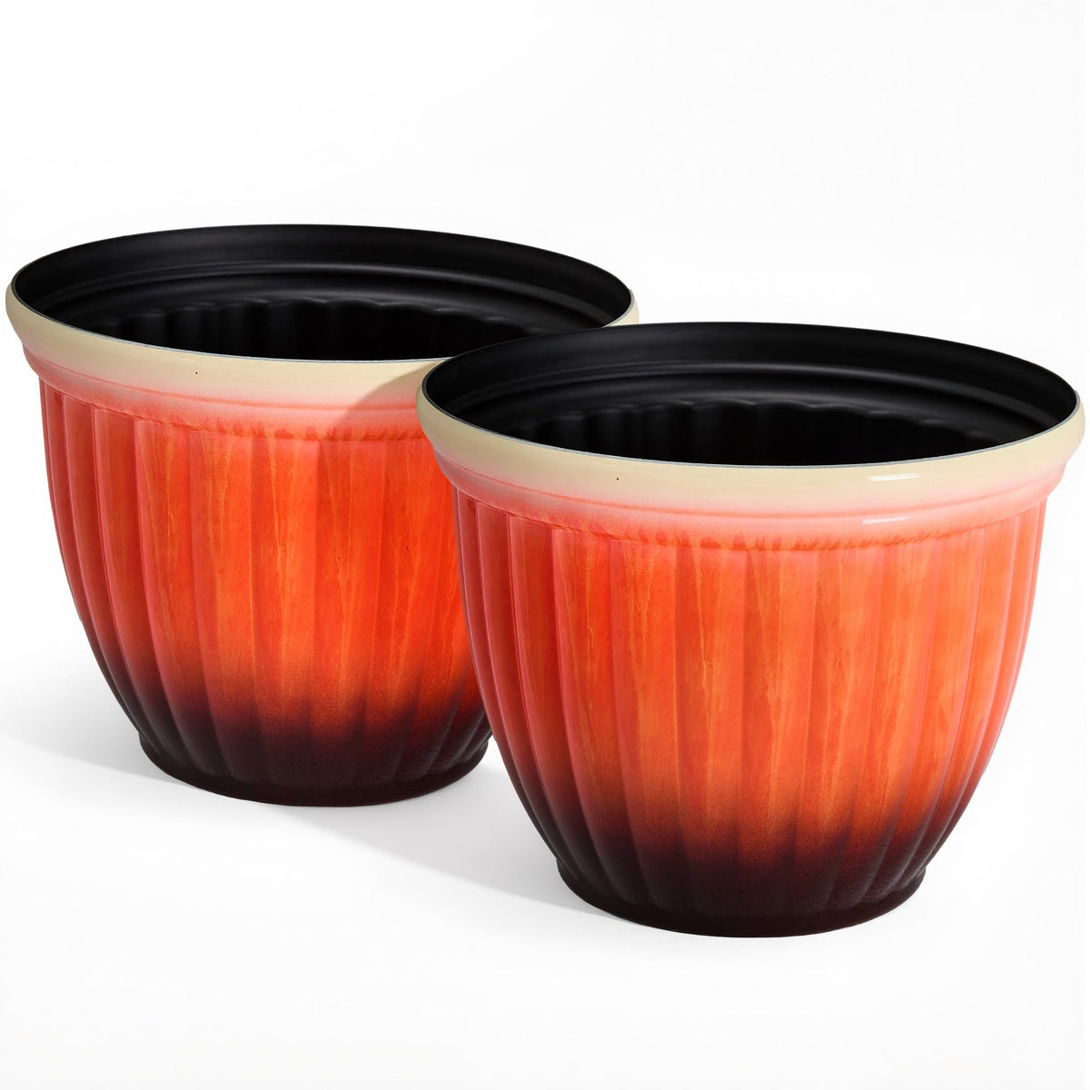 Autodaya 15" Large Planters For Outdoor Plants Set Of 2 Plastic Flower Pots (2 Count)