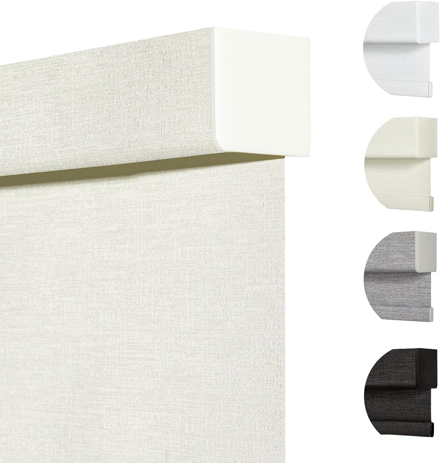 Persilux Blackout Shades for Windows Cordless Roller Blinds, Roller Windows Shades for Home with Fabric Attached Valance, UV Protections Easy Installation for Door/Office, Limestone(64" W x 72" H)