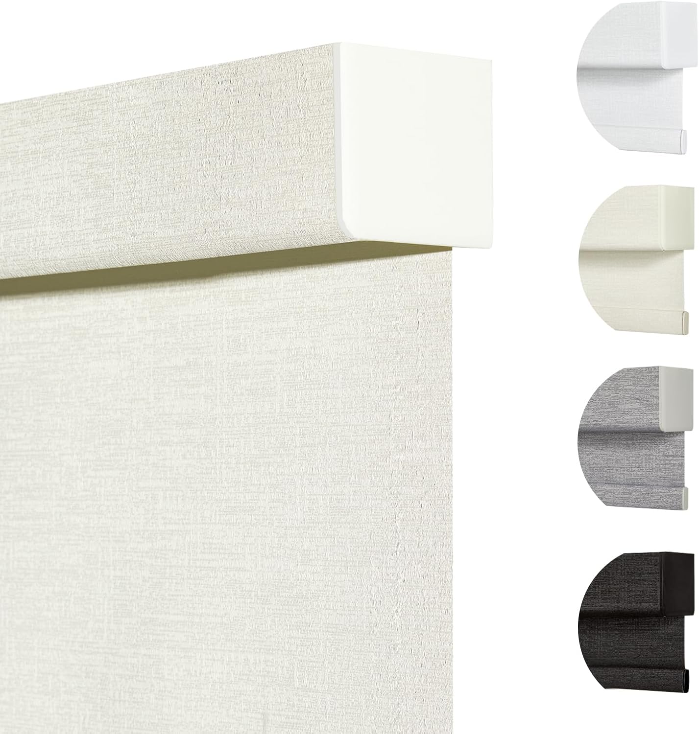Persilux Blackout Shades for Windows Cordless Roller Blinds, Roller Windows Shades for Home with Fabric Attached Valance, UV Protections Easy Installation for Door/Office, Limestone(34" W x 48" H)