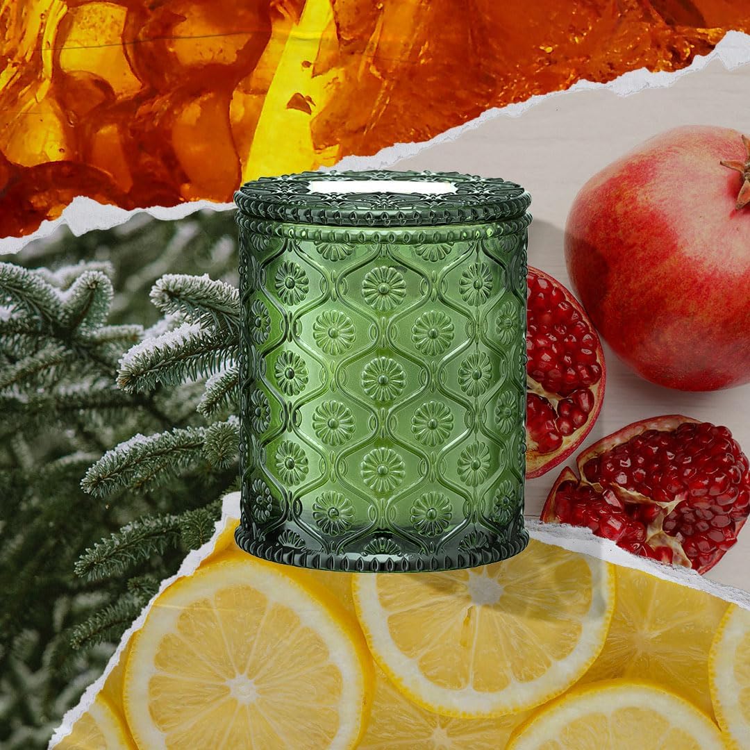 LA JOLIE MUSE Christmas Candles, Pine & Pomegranate Candle -Lemon, Pomegranate & Pine | 6 oz Natural Soy Wax | 40 Hours Clean Burn | Gift-Ready for Hosts, Gatherings | Elegant Home Décor - NestledHome