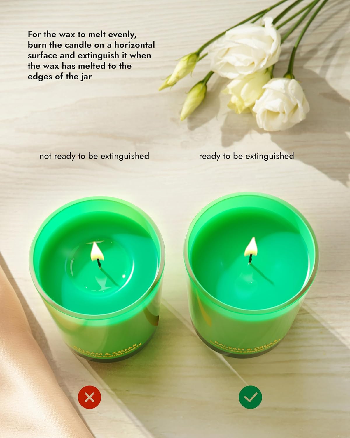 96NORTH Pure Candle Balsam & Cedar Scented | 100% Natural Soy Wax | 1-Wick Jar Candle | Natural Fragrance Technology | Non Toxic | Up to 35 Hours Burning Time | Ideal Christmas Candles Gift - NestledHome