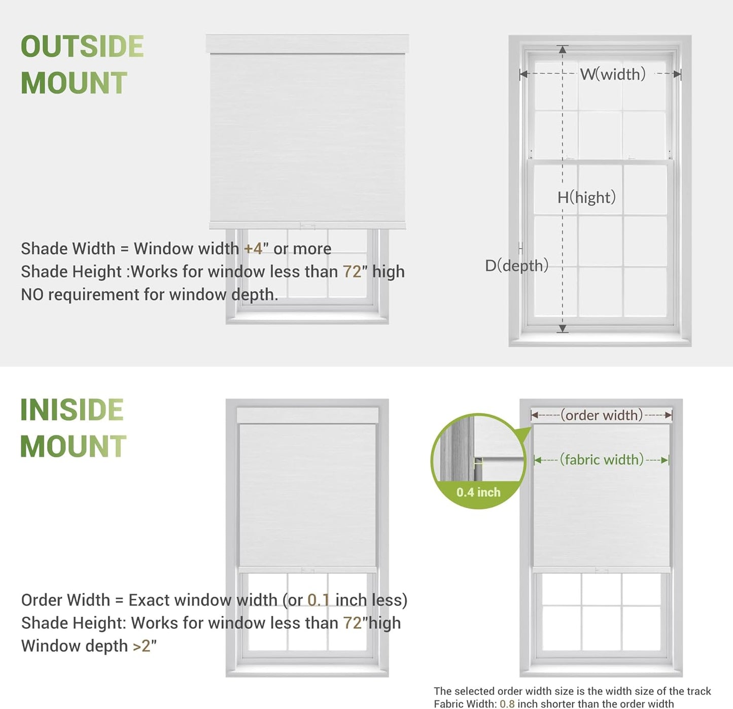Blackout Roller Shades for Indoor Windows, Cordless Jacquard Fabric-Matched Roller Blinds, Easy to Install Privacy UV Protection Roll Up Blinds for Home Office, Pure White, 24" W x 72" H