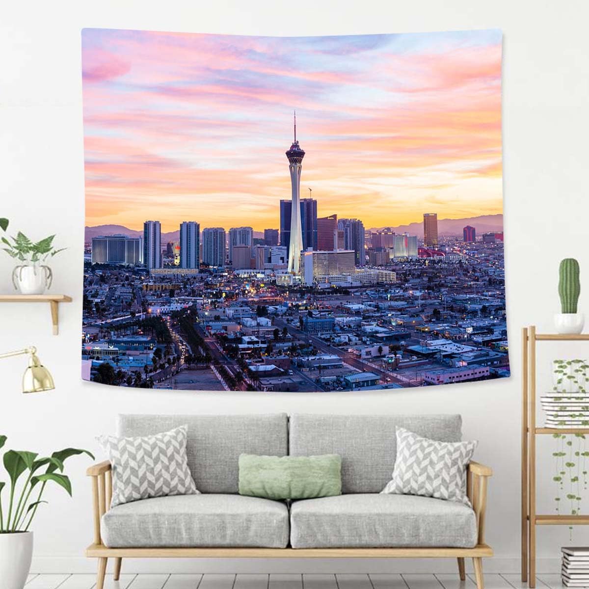 Las Vegas Tapestry For Bedroom Las Vegas City Skyline Tapestries Wall Hanging For Living Room Dorm Office 60×40 In