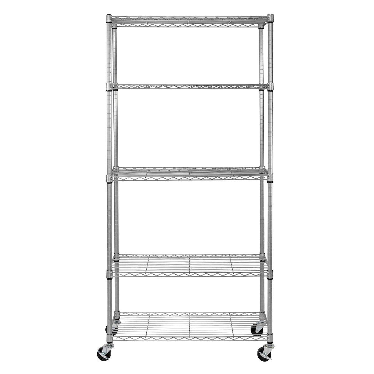 5-Tier NSF-Certified Steel Wire Shelving, 36"W x 14"D x 75.5"H, Silver