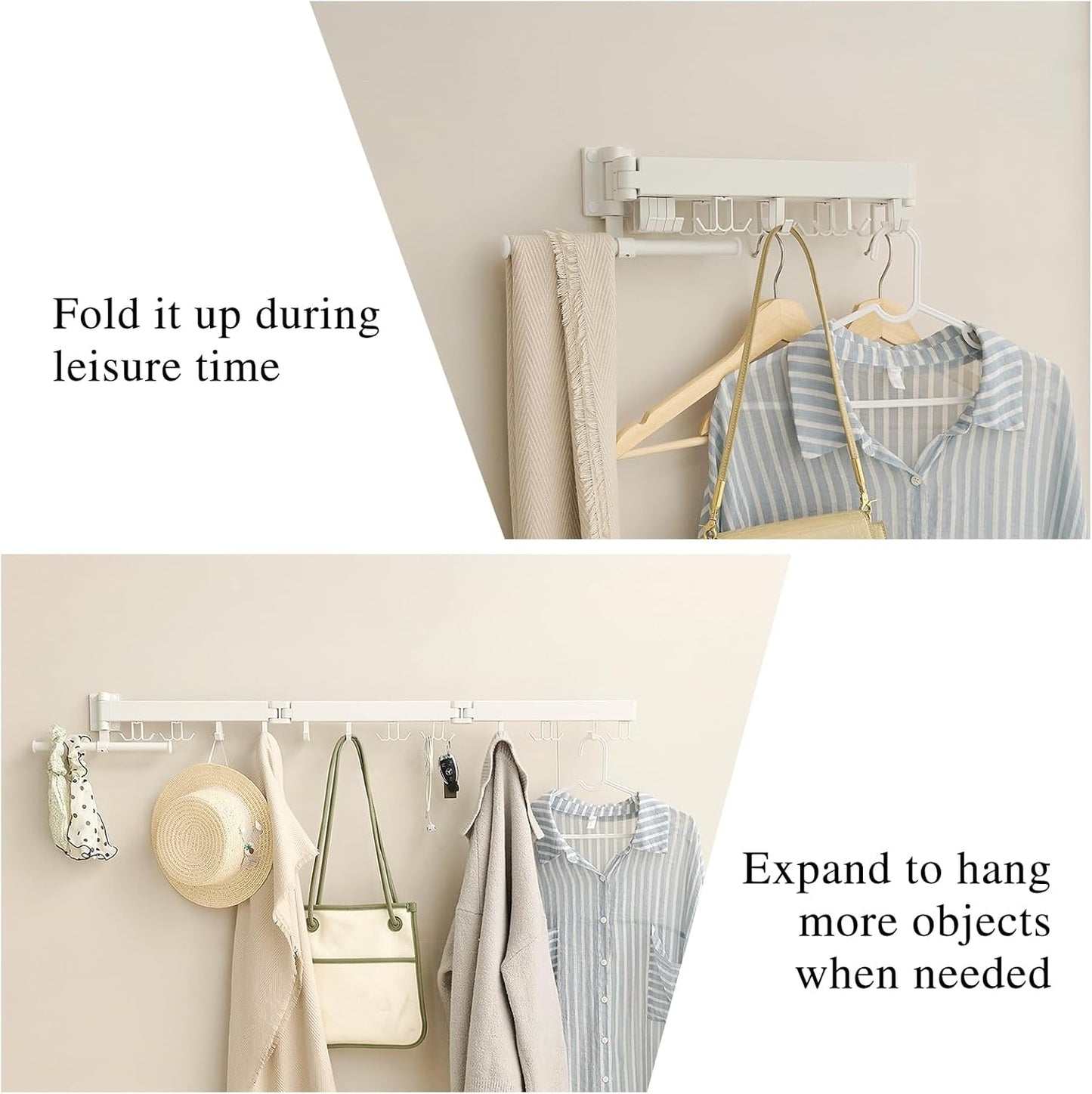 Wall Mounted Clothes Drying Rack,Drying Rack Clothing Wall Mount with Foldable Features(Tri-Fold),Space Saver,Wall Mounted Drying Rack for Laundry Balcony Bathroom (White) - NestledHome