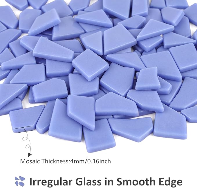 Youway Style Blue Glass Mosaic Tiles for Crafts Bulk,200g Broken Glass Pieces for DIY Spring Garden Mosaic Art Decor,Easter Decor