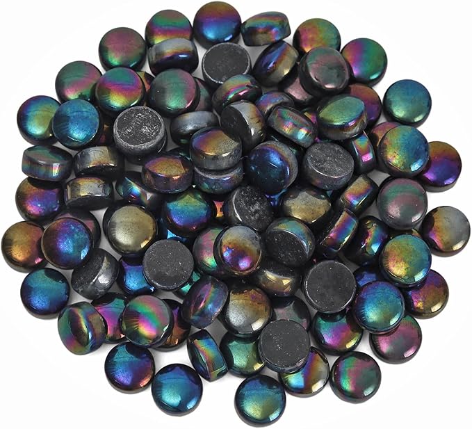 Artspac Iridescent Glass Mosaic Tiles for Crafts, 150g Round Mosaic Glass Pieces,DIY Mosaic Making Supplies for Beginners