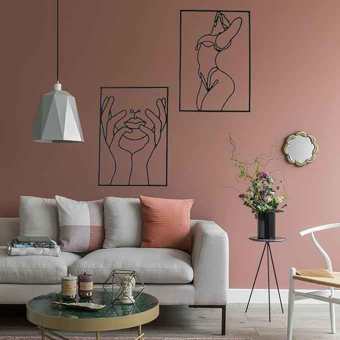 Glamativity 4 Pack Black Wall Art Décor, Minimalist Décor Single Line Art Wall Décor, Real Metal Wall Art, Woman's Body Shape Abstract Wall Art, for Kitchen Bedroom Living Room