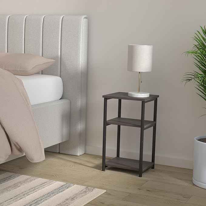 VASAGLE Side Table, Small End Table, Tall Nightstand for Living Room, Bedroom, Office, Bathroom, Chestnut Brown and Classic Black ULET273B74