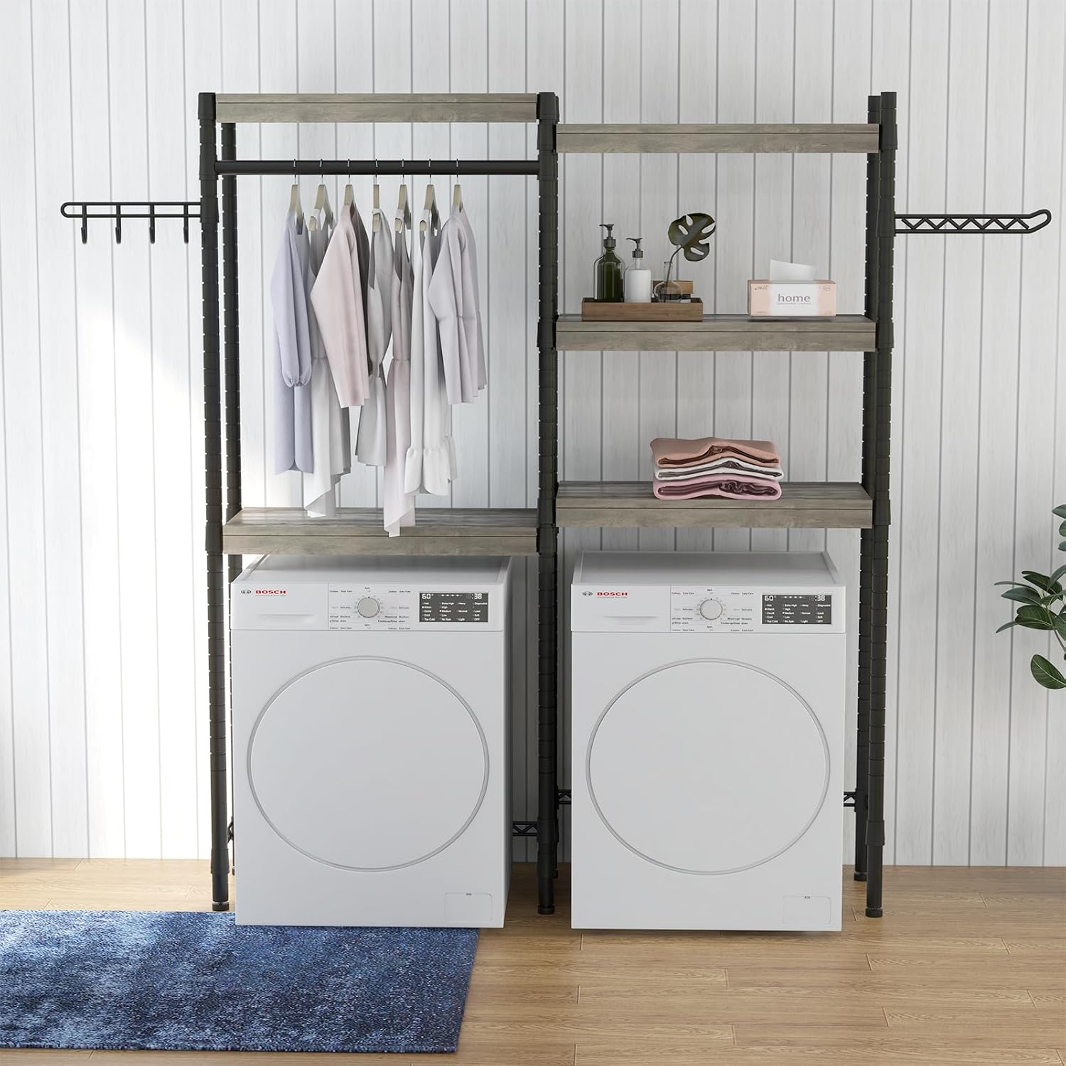 Double Row Over Washer and Dryer Storage Shelves, Laundry Room Organization and Storage, Heavy Duty Laundry Room Shelves, with Adjustable Height, 5-Tier - NestledHome