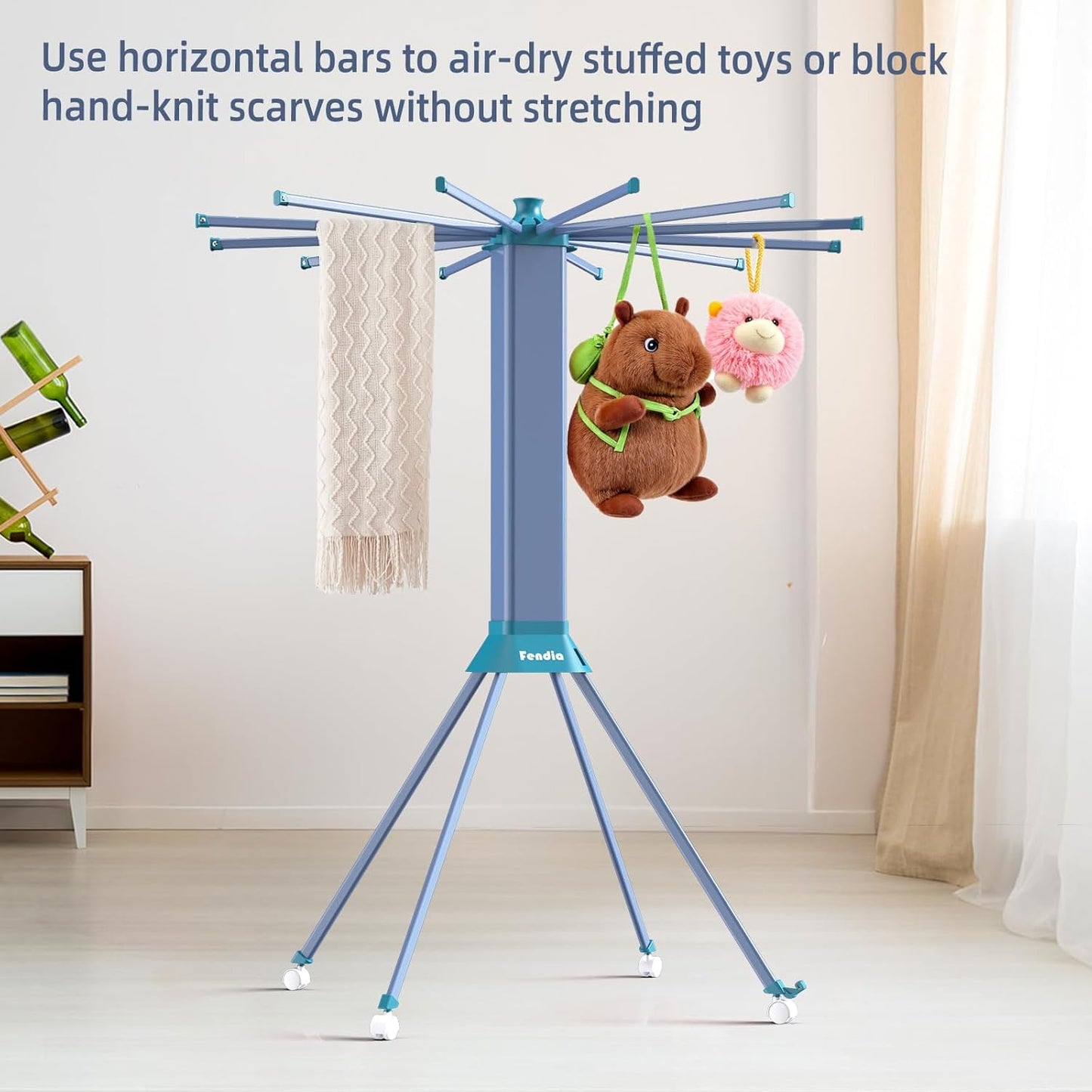 Clothes Drying Rack Foldable & Collapsible Drying Racks with 4-Leg Octopus Design, Large Capacity Space Saving Indoor Drying Rack for Bedroom,Balcony,Laundry for Indoor/Outdoor Use(Grey & Green) - NestledHome