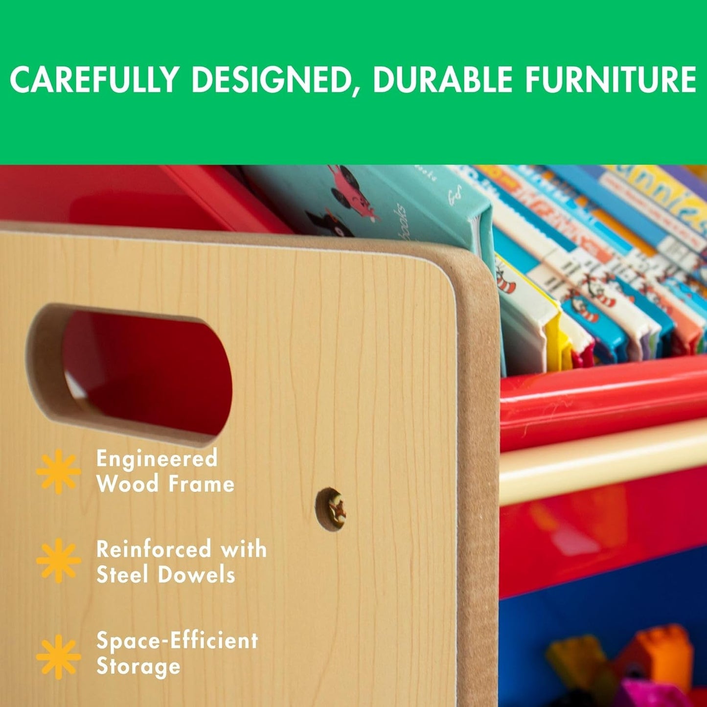 Humble Crew, Natural/Primary Kids' Toy Storage Organizer with 12 Plastic Bins, 34*35*15.5inch - NestledHome