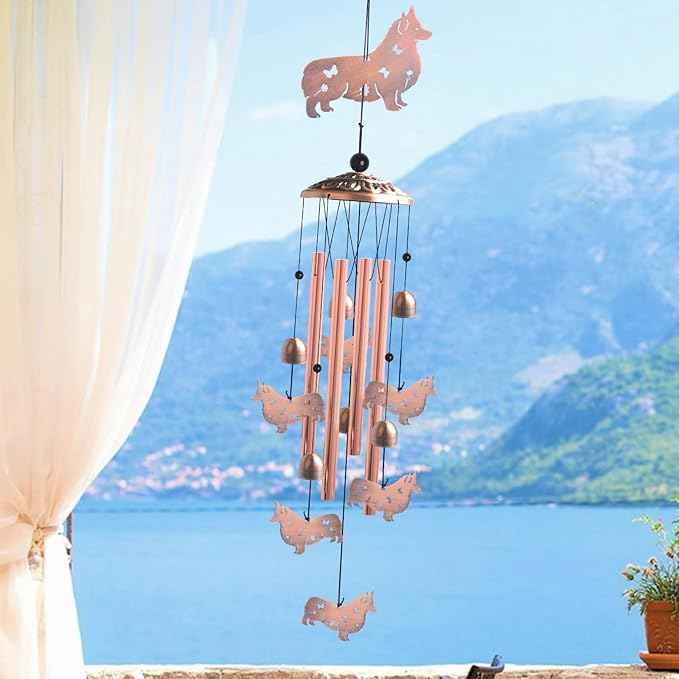 Handcrafted Dachshund Wind Chimes -Dog Gift for Women,Unique Outdoor Musical Decor for Garden,Patio & Nursery, Memorial Day Gifts for Mom/Wife/Daughter, Whimsical Yard Decorations with Soothing Tones