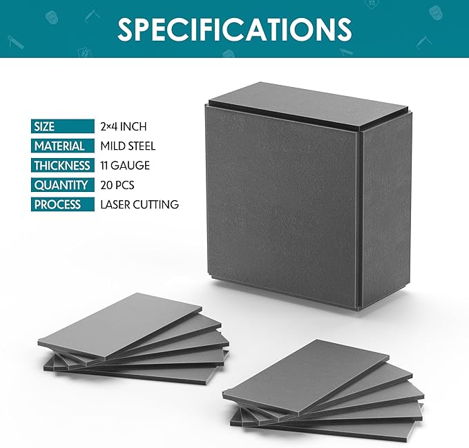 bestarc Welding Coupons, 2×4" Mild Steel Welding Kit, 11 Gauge Welding Plate DIY Cuboid, Welding Practice for MIG TIG Gas Arc Stick and Wirefeed (20 PCS)