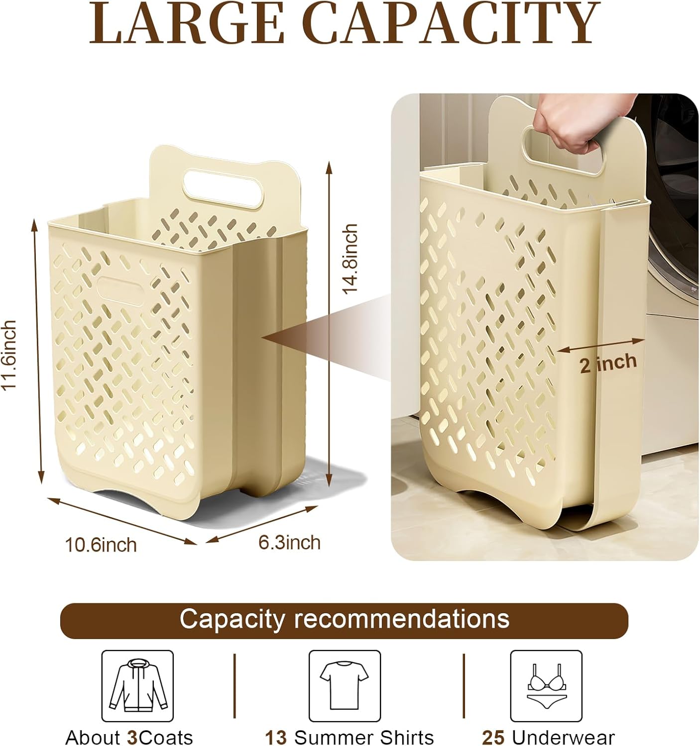 Laundry Basket Hamper,Hanging Wall Collapsible Laundry with Handle,Space-Saving Foldable Storage Dirty Washer Organizer Bin Multi-function Container Waterproof Durable,Set of 2(XL&M) - NestledHome