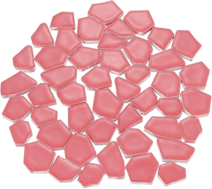 uxcell 500g/1.1LB Irregular Ceramics Mosaic Tiles, 2.3-4.2 cm Bulk Stained Ceramic Mosaic Pieces Stones Mosaic Kits for DIY Art Craft Projects Home Decor, Red