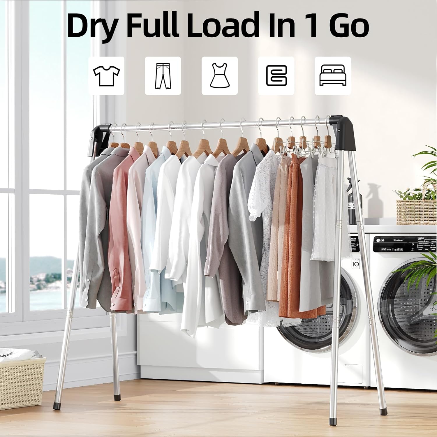 APEXCHASER Clothes Drying Rack Foldable, Stainless Steel Laundry Drying Rack Collapsible, Clothes Hanger for Sweater Baby Clothes Towel for Indoor & Outdoor, Portable Clothes Airer for Travel - NestledHome