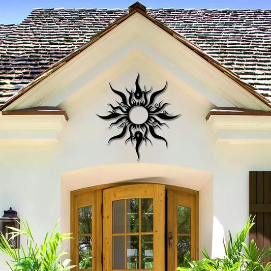 Hotuijxca Metal Wacky Sun Wall Art, Wacky Sun Metal Decor for Livingroom, Bedroom (Black, 28"x27"/70x67cm, metal wall art) - NestledHome