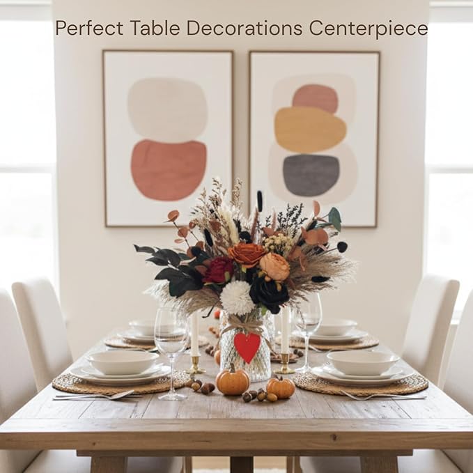 RyddeligHome Deluxe Centerpieces for Dinner Table, Fall Centerpieces for Tables, Coffee Dining Table Centerpiece Decor for Home, Christmas Thanksgiving Winter Decorations, Centro De Mesa De Otoño