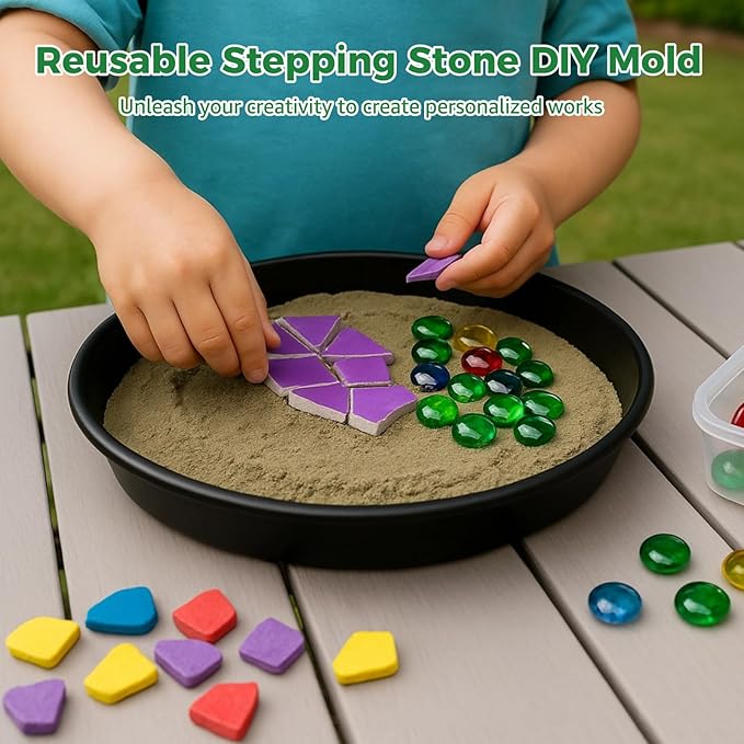 10 Pcs Stepping Stone Molds, Round Concrete Molds, Including 5 Sizes, 8.1-10.8 in, Reusable Plastic Garden Paving DIY Mold for Patio Backyard Lawn Decoration