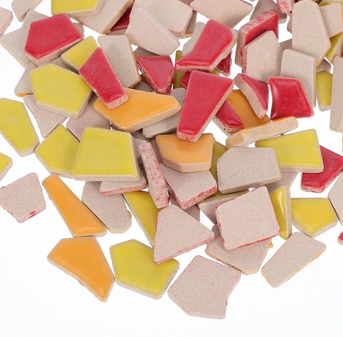 TEHAUX Mosaic Ceramic Fragments Craft Tiles Broken Tiles for Mosaics DIY Porcelain Pieces Unique Art Easy Maintenance
