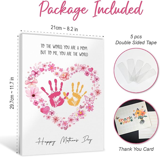 MIKAYENUS Happy Mother's Day Handprint Craft & Art Activity - DIY Handprint Gifts For Grandparents, Mom From Kid, Son, Daughter - First Mothers Day Gifts For Mom From Kids Arts And Crafts