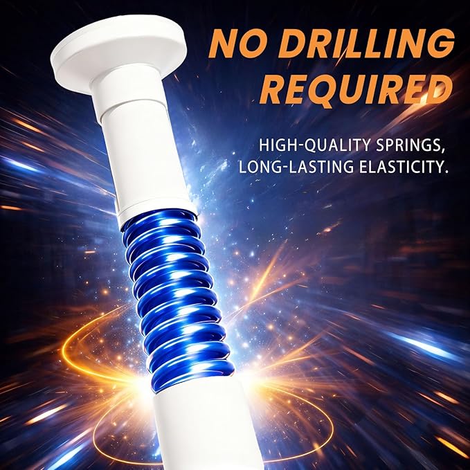 AJAZZ Room Divider Curtain Rod, No Drilling Room Separator for Space Partition Adjustable (H) 43-120×(W) 35-100 inch Heavy Duty Temporary Wall Divider Floor to Ceiling Tension Rod, White