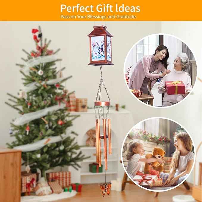 Cat Wind Chimes, Solar Cat Lights for Outside, Gifts for Cats Lovers, Birthday Gifts for Women, Mom, Ded, Grandma, Garden Lawn Yard Outdoor Decor Mobiles Wind Chime, Cats Themed Gift