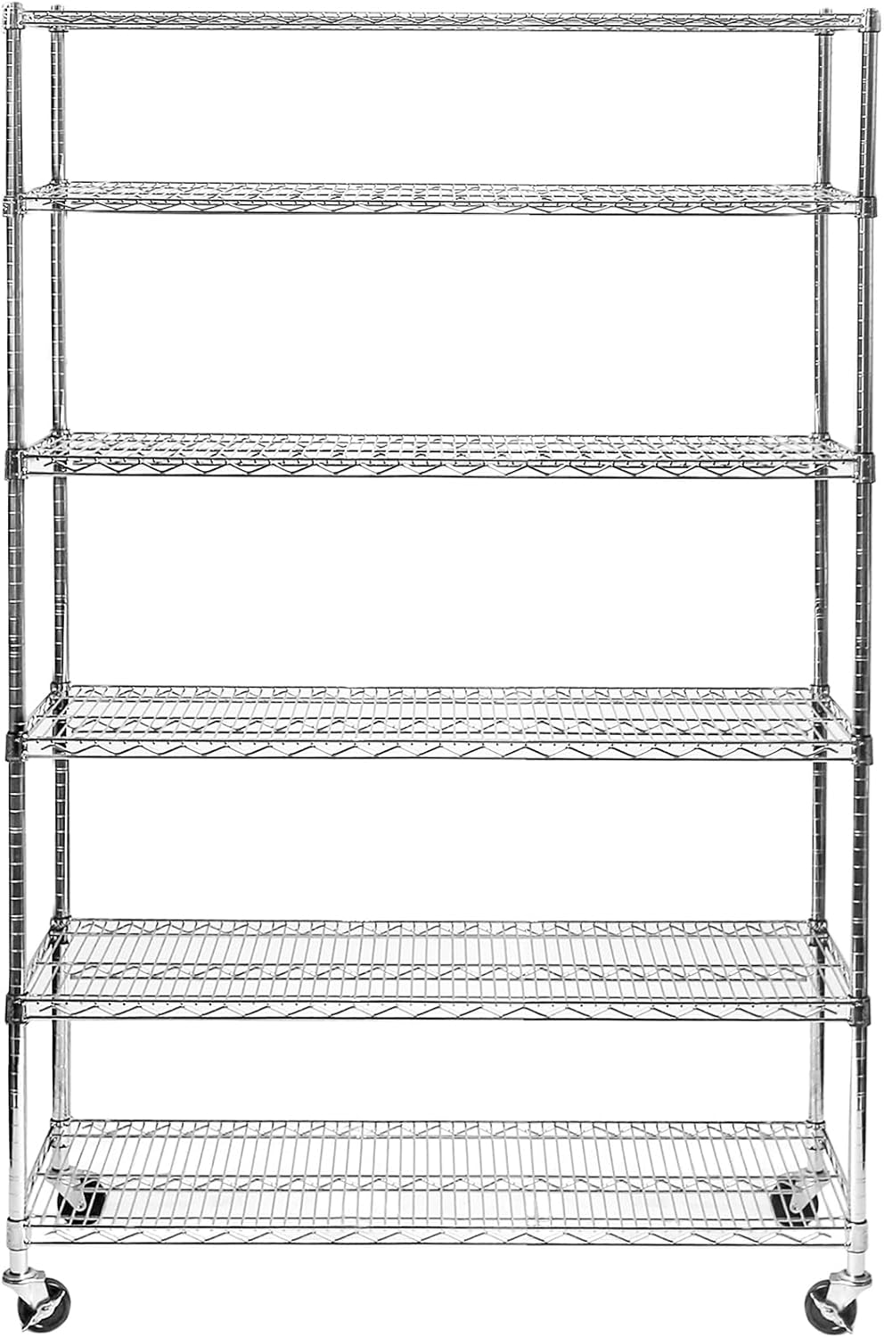 Seville Classics UltraDurable Heavy Duty NSF Solid Steel Wire Rack Storage Unit Wheels, 6-Tier Shelving, 48" W x 18" D - NestledHome