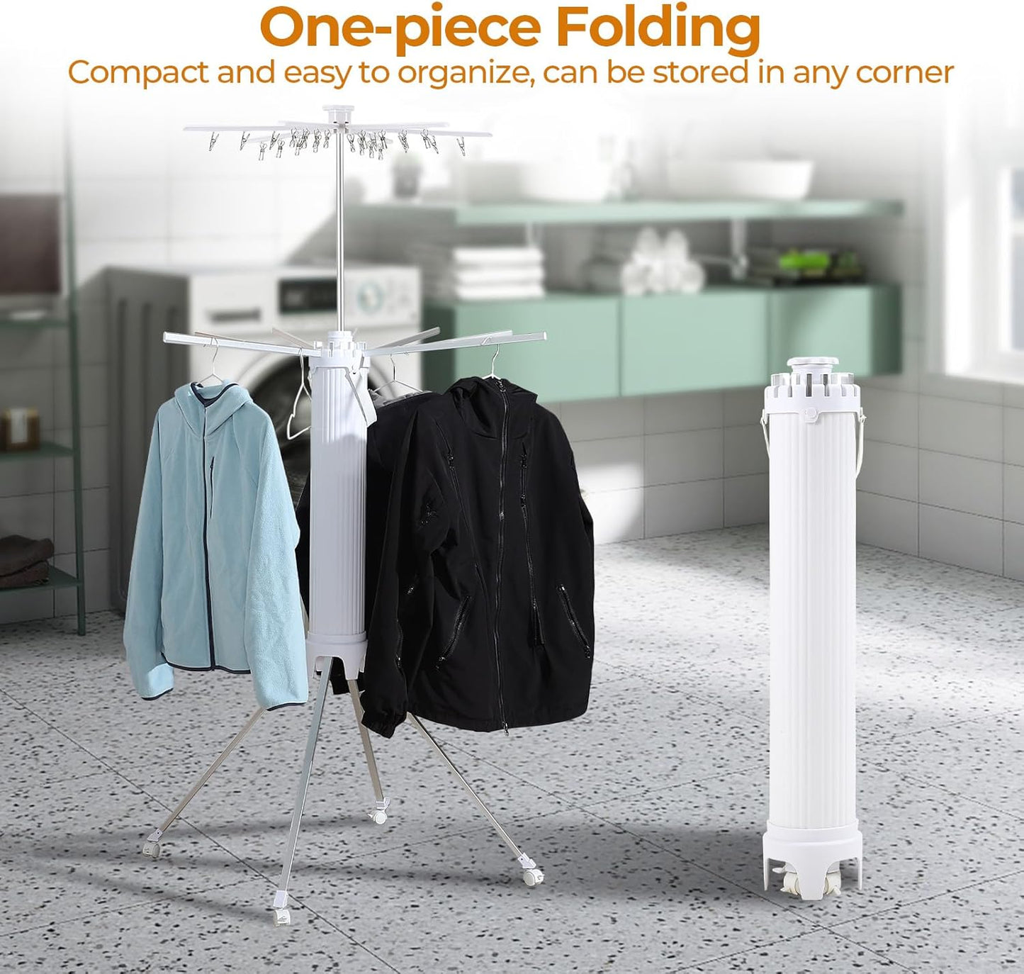 4-Legged Clothes Drying Rack Foldable,2 Tier Portable and Collapsible Space Saving Laundry Drying Rack with 4 Pulleys,Aluminum Dry Rack for Clothes - NestledHome